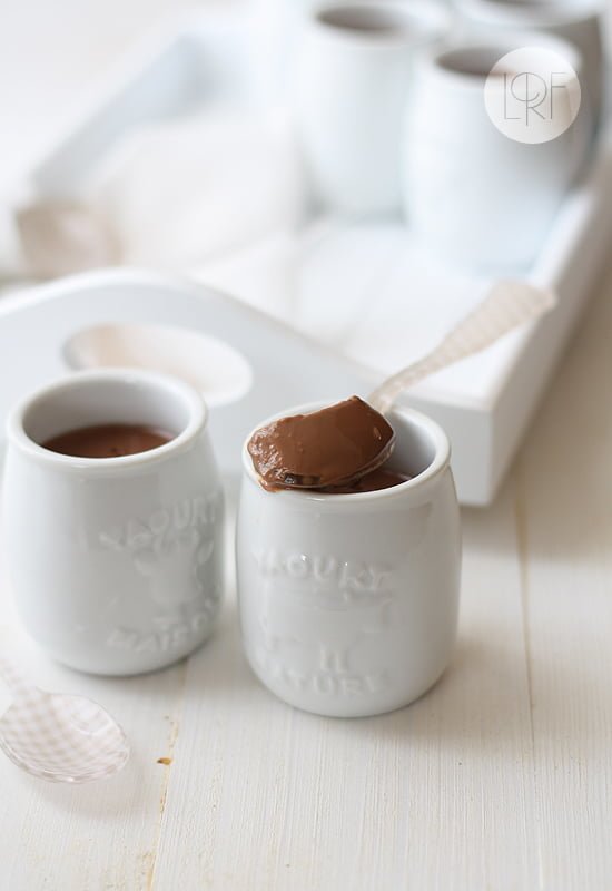 Yogur de chocolate. Chocolate caliente a la taza